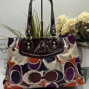 Coach Ashley Scarf Carryall With Patent Leather Straps